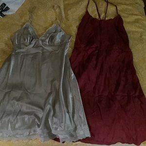 2 silk dresses bought in new like new a free item w/ purchase